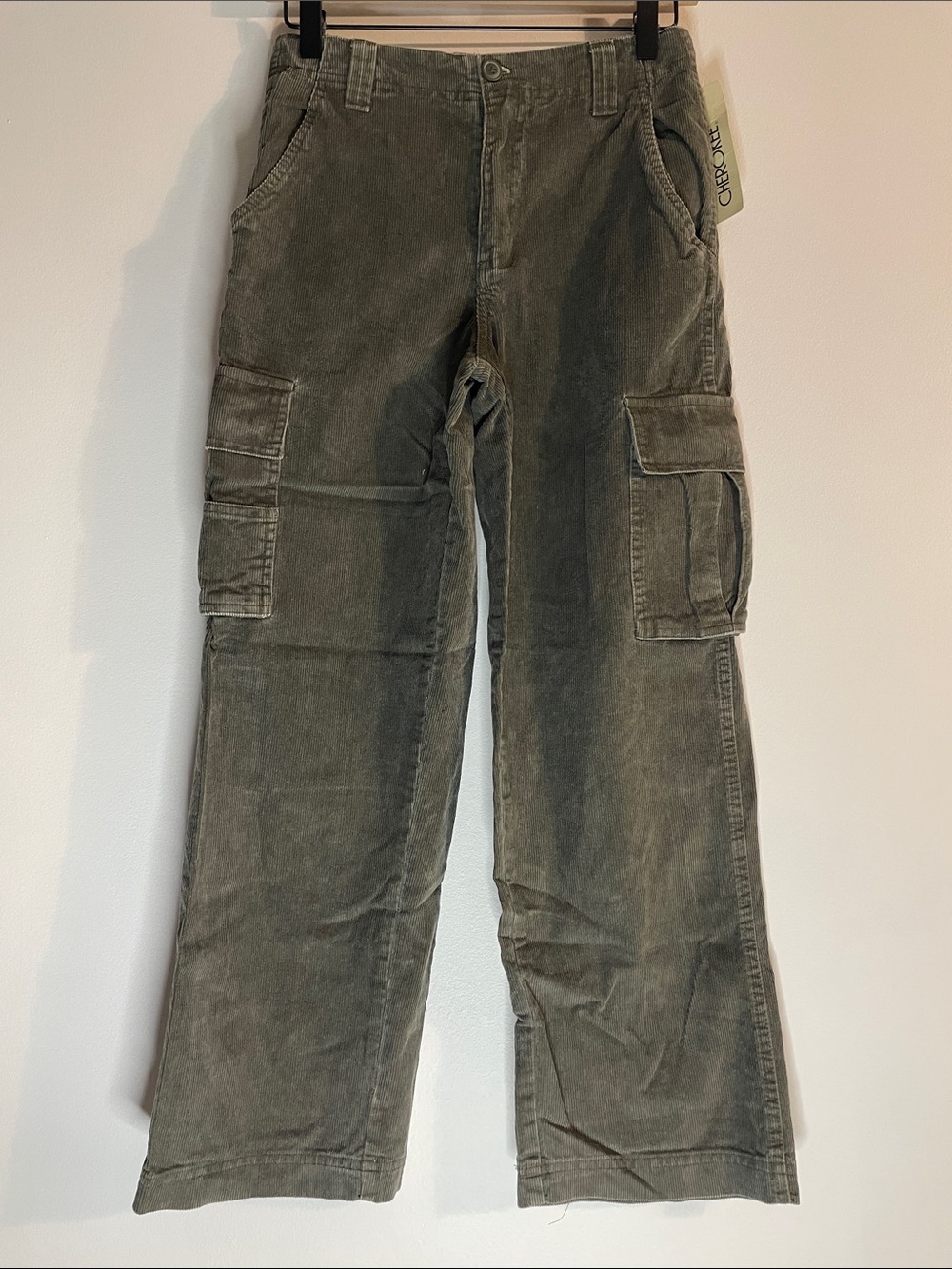 Cherokee Corduroy Cargo Pants Olive 100% Cotton Youth Boys 12